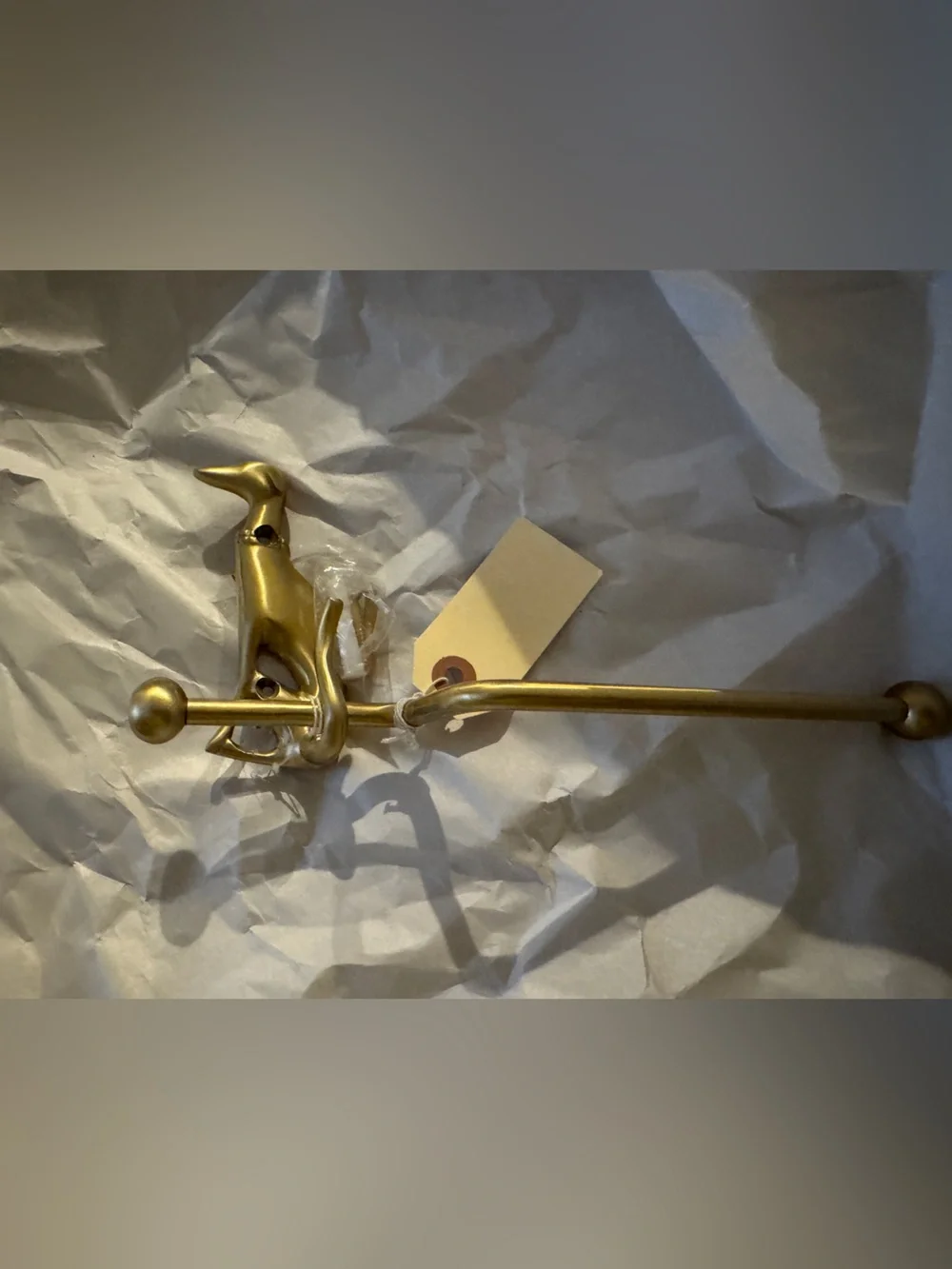 NEW Anthropologie Caine Dog Brass Toilet Paper Holder, Brushed Brass